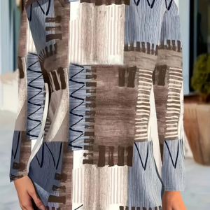 Women's Long Sleeve Tee T-shirt Spring/Fall Geometric Printing Crew Neck Casual Top, JustFashionNow T-Shirts, color:As Picture|size:XXL