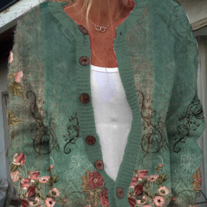 Knitted Casual Plants Cardigan, Cardigans, Lilicloth.com