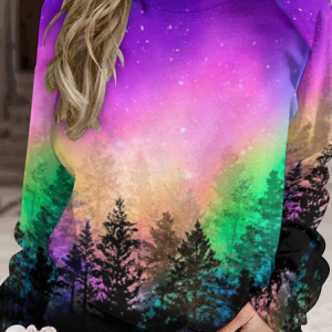Womens Art Print Crew Neck Casual Sweatshirt, Hoodies&Sweatshirts, Lilicloth.com