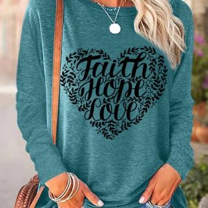 Gift For Christian Faith Hope Love Women's Long Sleeve T-Shirt, Long sleeves, Lilicloth.com