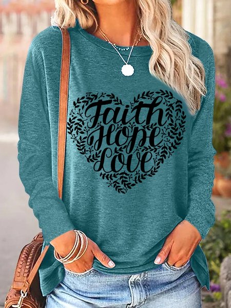 Gift For Christian Faith Hope Love Women's Long Sleeve T-Shirt, Long sleeves, Lilicloth.com