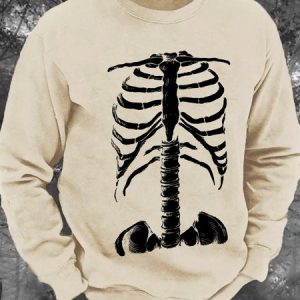 Skeleton Rib Cage Men's Casual Sweatshirt, Hoodies&Sweatshirts, Lilicloth.com
