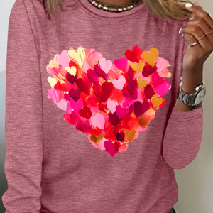 Valentine Day Heart Casual Long Sleeve Shirt, Long sleeves, Lilicloth.com