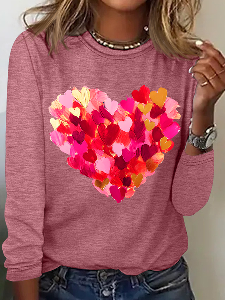 Valentine Day Heart Casual Long Sleeve Shirt, Long sleeves, Lilicloth.com