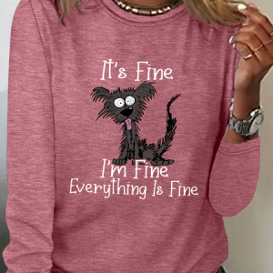 Funny Grumpy I'm Fine Funny Dog Sarcastic Long sleeve Shirt, Long sleeves, Lilicloth.com