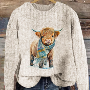 Women Knitted 3D Printing Long Sleeve Comfy Casual Sweater, Hoodies & Sweatshirts, color:Apricot|size:5XL, catalog Noracora shop