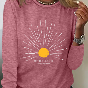 Be The Light Mathew 5 14 Sunburst Jesus God Christian Casual Long Sleeve Shirt, Long sleeves, Lilicloth.com
