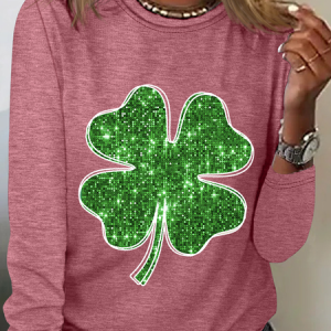 Green St.Patrick’S Day Casual Long Sleeve Shirt, Long sleeves, Lilicloth.com