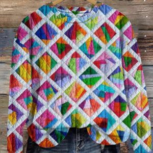 Casual Hoodie Colorful Geometric Plaid Sweatshirt, Hoodies & Sweatshirts, color:Multicolor|size:4XL, catalog Noracora shop