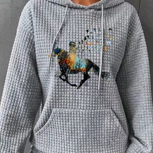 Just A Girl Who Loves Horses Simple Loose Hoodie, Hoodies&Sweatshirts, Lilicloth.com