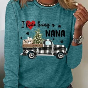 Nana Gift I Love Being A Nana Womens Long Sleeve T-Shirt, Long sleeves, Lilicloth.com