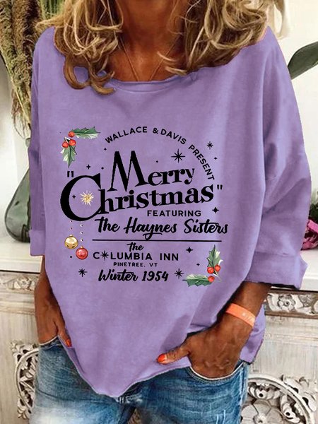 Merry Christmas Printed Casual Sweatshirt, Hoodies&Sweatshirts, Lilicloth.com