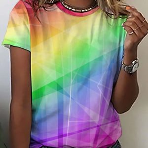 Lilicloth X Paula Rainbow Geometric Women's T-Shirt, T-shirts, Lilicloth.com