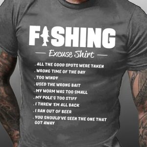 Fishing Excuse Shirt Men's Crew Neck Cotton T-Shirt, T-shirts, Lilicloth.com