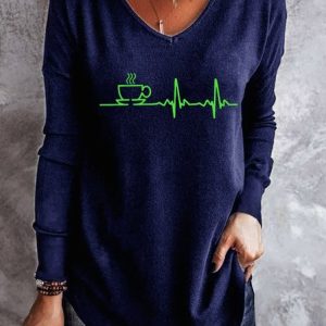 Coffee Gift V Neck Sweatshirts, Hoodies&Sweatshirts, Lilicloth.com