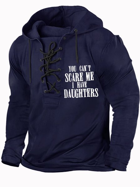 Men's You Can't Scare Me I Have Daughters Funny Graphic Print Text Letters Casual Regular Fit Hoodie Sweatshirt, Hoodies&Sweatshirts, Lilicloth.com