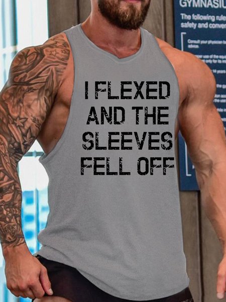 Mens Funny I Flexed and The Sleeve Fell Off Sleeveless Knit, Tank Tops, Lilicloth.com