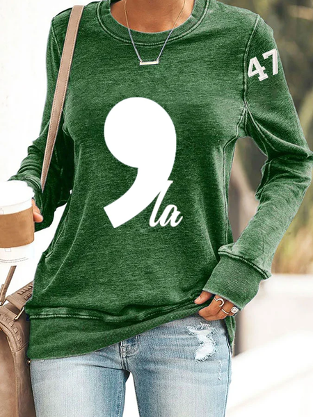 Women's La Print Casual Long Sleeve Casual Sweatshirt, Hoodies&Sweatshirts, Lilicloth.com