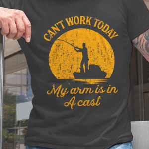 Men's Funny Word Can't Work Today My Arm Is In A Cast Casual Loose T-Shirt, T-shirts, Lilicloth.com