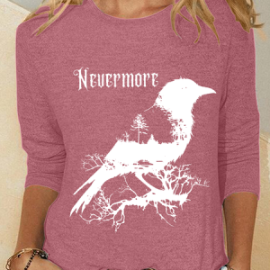 The Raven Nevermore Casual Long Sleeve Shirt, Long sleeves, Lilicloth.com