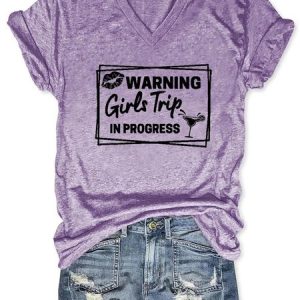 Warning Girls Trip In Progres Women's Short Sleeve T-shirt, T-shirts, Lilicloth.com