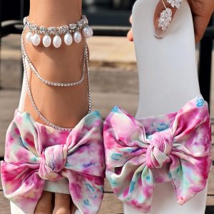 Leopard Print Bowknot Design Beach Slippers Summer Sandals, women Slippers, ChicMe catalog