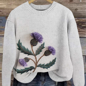 Scottish floral round neck sweater, Sweaters, Lilicloth.com