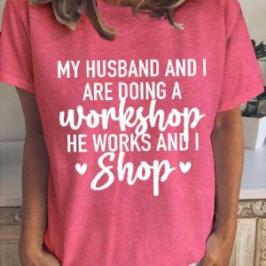 Women's Shirts My Husband and I Funny Shirts Casual Short Sleeve Tops Wife Life Shirt Cute Wife, T-shirts, Lilicloth.com