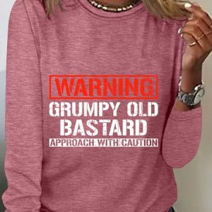 Warning Grumpy Old Bastard Approach With Caution Sarcastic Long sleeve Shirt, Long sleeves, Lilicloth.com