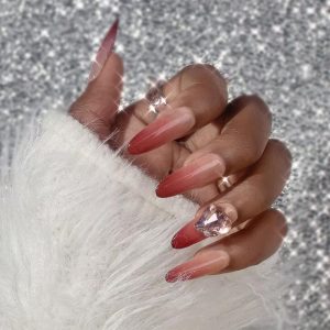 Medium Press on Nails Rhinestone Purple Ombre Art Nails, women nails, ChicMe catalog