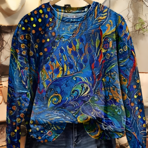 Women's Watercolor Floral Art Patterns Print Casual Sweatshirt, Hoodies&Sweatshirts, Lilicloth.com