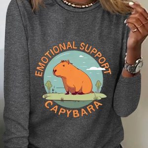 Emotionnal Support Capybara Long Sleeve Shirt, Long sleeves, Lilicloth.com