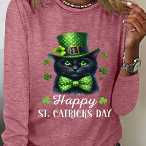 The Best St. Patrick's Day Gifts For Cats Casual Long Sleeve Shirt, Long sleeves, Lilicloth.com