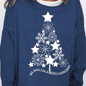 Womens We wish You a Merry Christmas Crew Neck Sweatshirt, Hoodies&Sweatshirts, Lilicloth.com