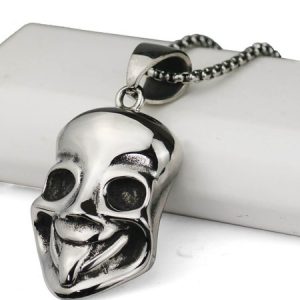 Men's Mask Smiley Pendant Necklace, Necklace, color:White, catalog Noracora shop
