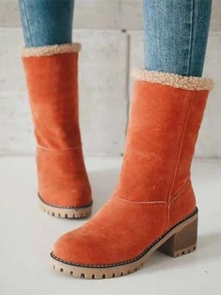 Plain Casual Autumn Suede Riding Boots, JustFashionNow Boots, color:Orange|size:43,