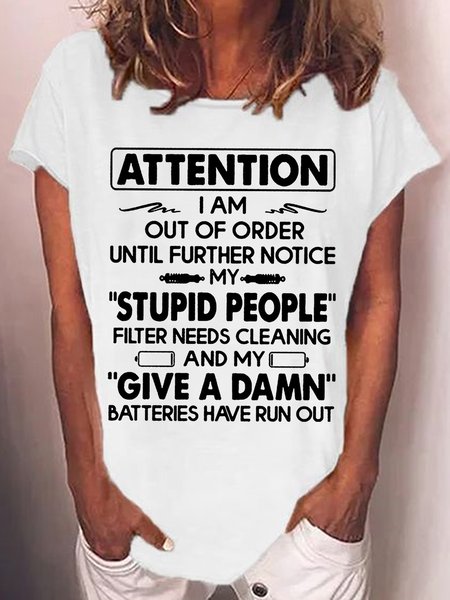 Women's Funny Letter Casual Short Sleeve T-Shirt, T-shirts, Lilicloth.com