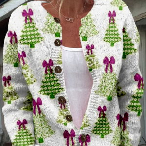 Loose Knitted Christmas Tree Casual Cardigan, Cardigans, Lilicloth.com