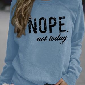 Women's Text Letters Crew Neck Casual Spring/Fall Long Sleeve Sweatshirt, JustFashionNow Sweatshirts & Hoodies, color:Light Blue|size:3XL,