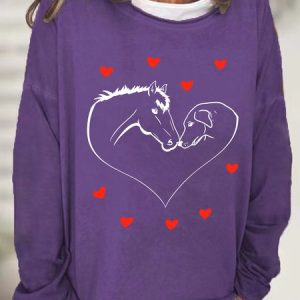 Horse Dog Horse Lover Casual Sweatshirt, Hoodies&Sweatshirts, Lilicloth.com