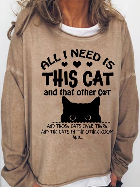 Cotton-Blend Sweatshirt, Hoodies&Sweatshirts, Lilicloth.com