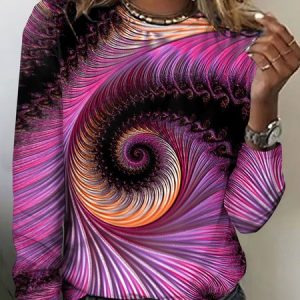 Geometric Casual T-Shirt, Long sleeves, Lilicloth.com