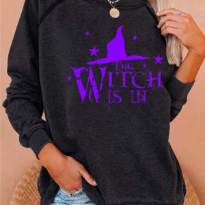 Women Witch Is In Halloween Crew Neck Casual Cotton Sweatshirts, Hoodies&Sweatshirts, Lilicloth.com