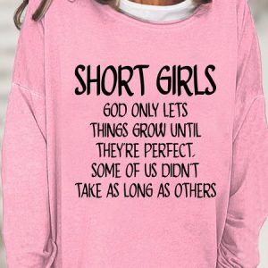 Short Girls Funny Print Women's Sweatshirt, Hoodies&Sweatshirts, Lilicloth.com