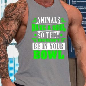 letter men’s Crew Neck Tank Top, Tank Tops, Lilicloth.com