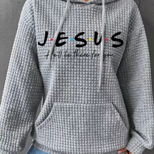 Women'S Jesus He Will Be There For You Printed  Loose Casual Hoodie, Hoodies&Sweatshirts, Lilicloth.com