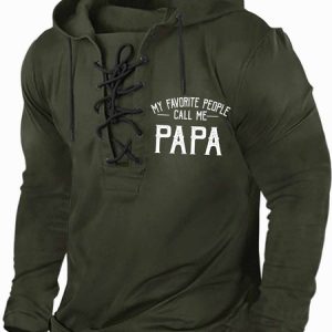 Men's My Favorite People Call Me Papa Funny Graphic Print Casual Text Letters Hoodie Regular Fit Sweatshirt, Hoodies&Sweatshirts, Lilicloth.com