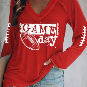 Women's Football Fan Match Day Casual Long Sleeve Top, Long sleeves, Lilicloth.com