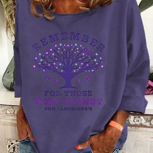 Women's Remember For Those Who Cannot Dementia Alzheimer's Disease Awareness Printed Casual Sweatshirt, Hoodies&Sweatshirts, Lilicloth.com