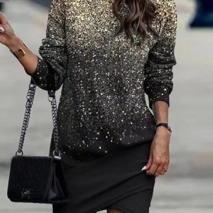 Women Contrast Stitching Mock Neck Long Sleeve Comfy Casual Midi Dress, Sweashirt Dress, color:Color5|size:3XL, catalog Noracora shop